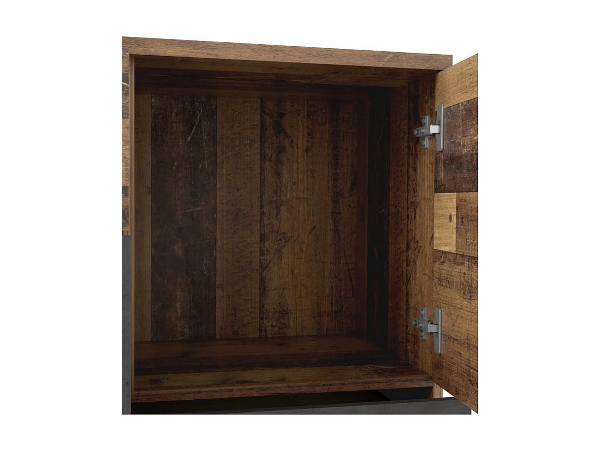 Commode 2 portes 4 tiroirs décor bois vintage béton gris - DEST