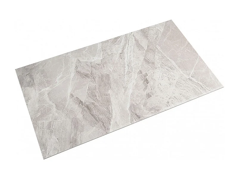 Table basse 120x60 cm céramique gris marbré laqué pied torsadé - DAKOTA 05