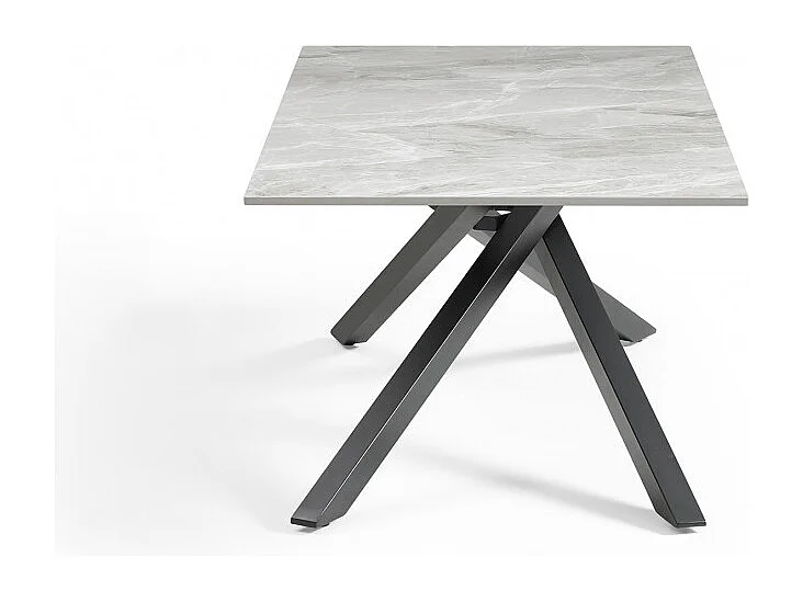 Table basse 120x60 cm céramique gris marbré laqué pied torsadé - DAKOTA 05