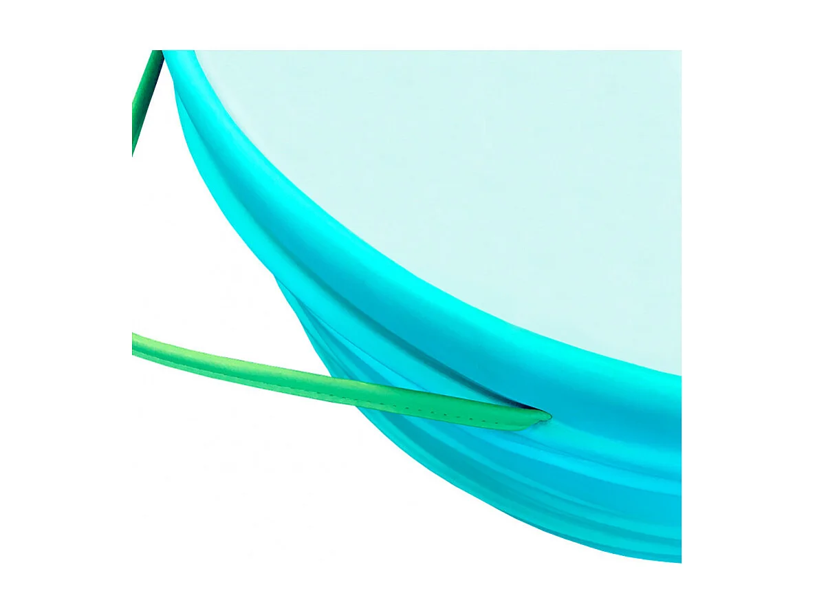 Table basse ronde 80 cm en verre et simili turquoise - NADI