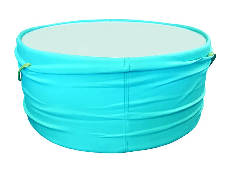 Table basse ronde 80 cm en verre et simili turquoise - NADI