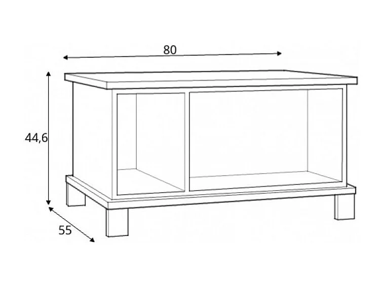 Table basse rectangulaire 80 cm décor bois clair et noir - ALIA