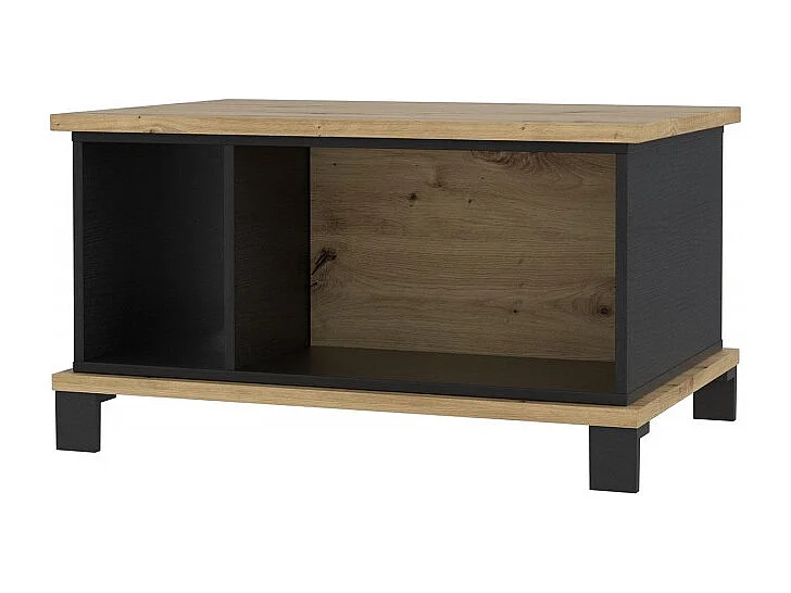 Table basse rectangulaire 80 cm décor bois clair et noir - ALIA