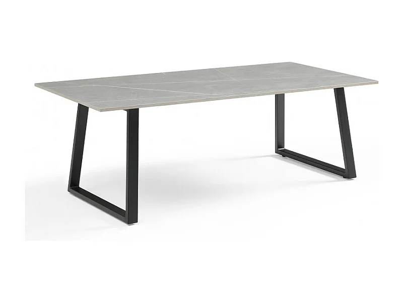 Table basse 120x60 cm céramique gris marbré pieds luge - ARIZONA 02