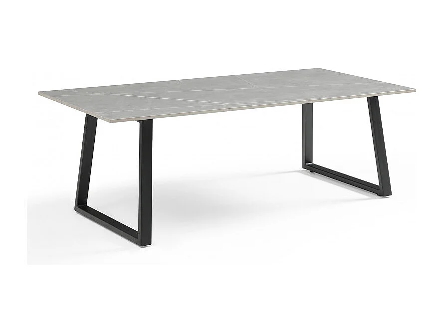 Table basse 120x60 cm céramique gris marbré pieds luge - ARIZONA 02