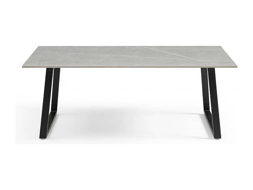 Table basse 120x60 cm céramique gris marbré pieds luge - ARIZONA 02