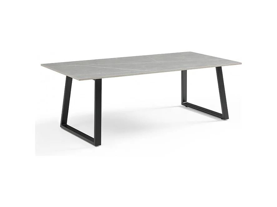 Table basse 120x60 cm céramique gris marbré pieds luge - ARIZONA 02
