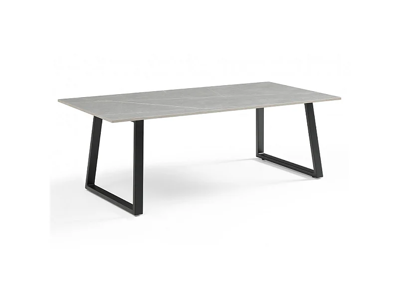 Table basse 120x60 cm céramique gris marbré pieds luge - ARIZONA 02