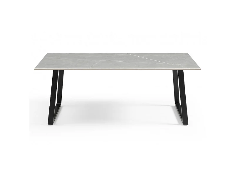 Table basse 120x60 cm céramique gris marbré pieds luge - ARIZONA 02