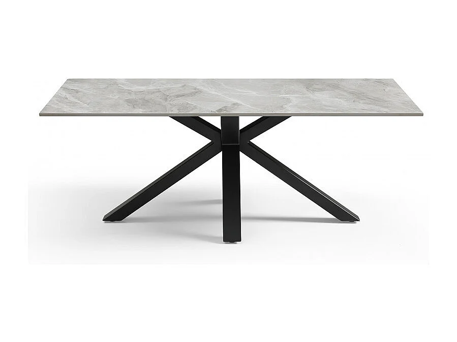 Table basse 120x60 cm céramique gris marbré laqué pied croix - DAKOTA 04