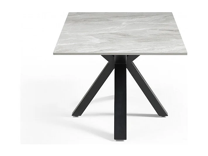 Table basse 120x60 cm céramique gris marbré laqué pied croix - DAKOTA 04