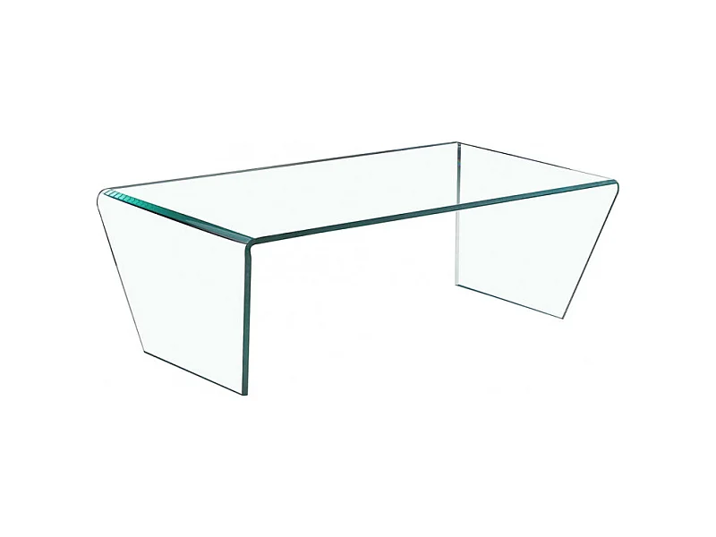 Table basse trapèze 120 cm en verre trempé et pieds inclinés - ICE