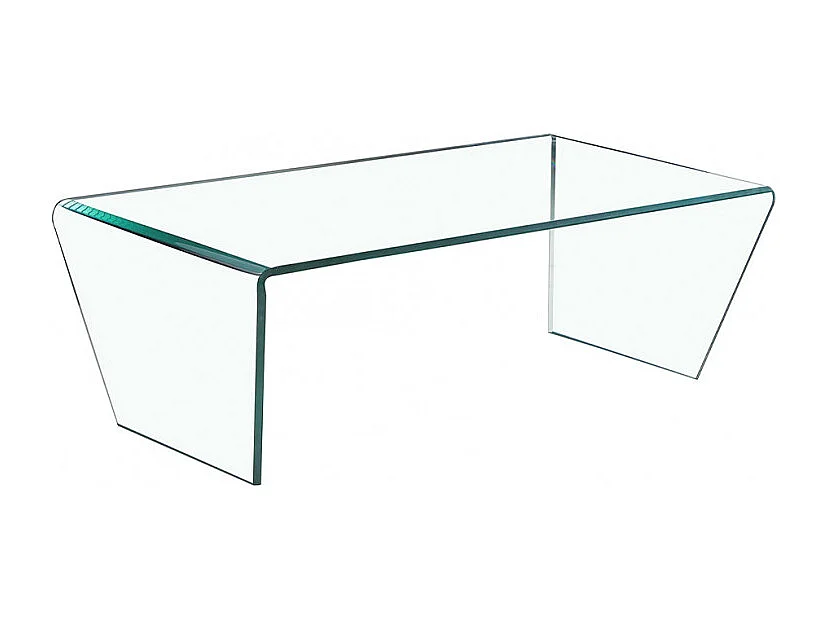 Table basse trapèze 120 cm en verre trempé et pieds inclinés - ICE