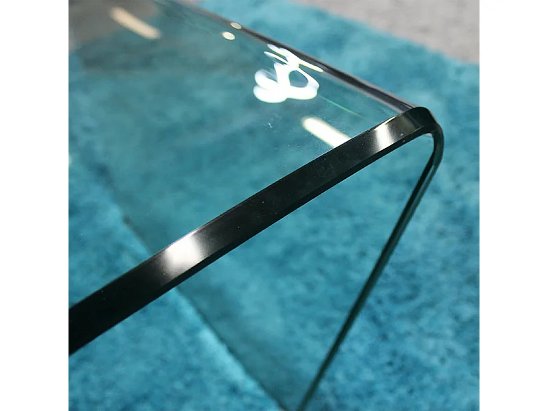 Table basse trapèze 120 cm en verre trempé et pieds inclinés - ICE