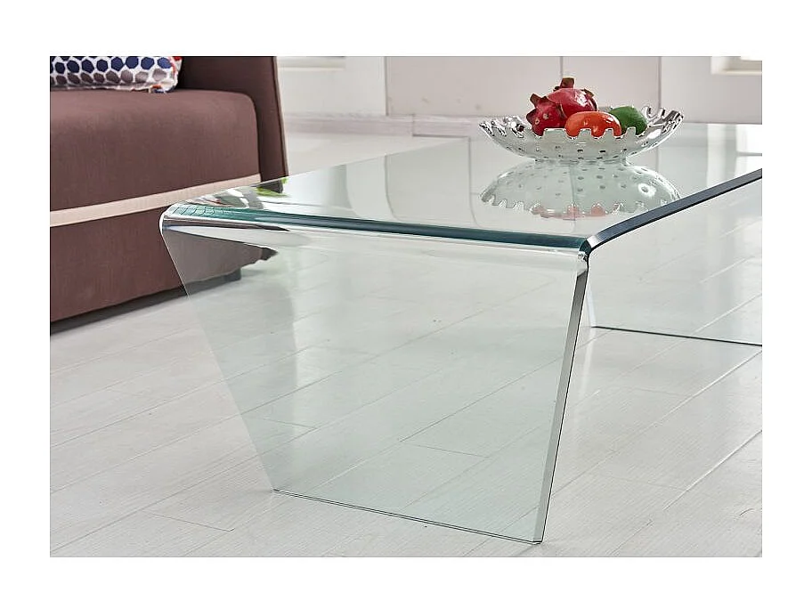Table basse trapèze 120 cm en verre trempé et pieds inclinés - ICE
