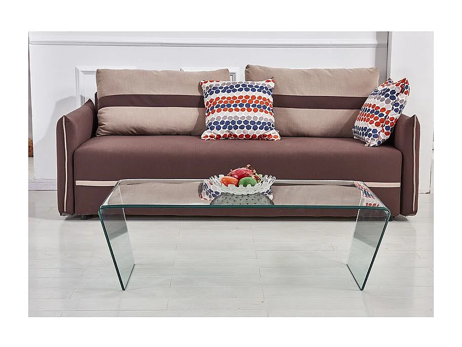 Table basse trapèze 120 cm en verre trempé et pieds inclinés - ICE