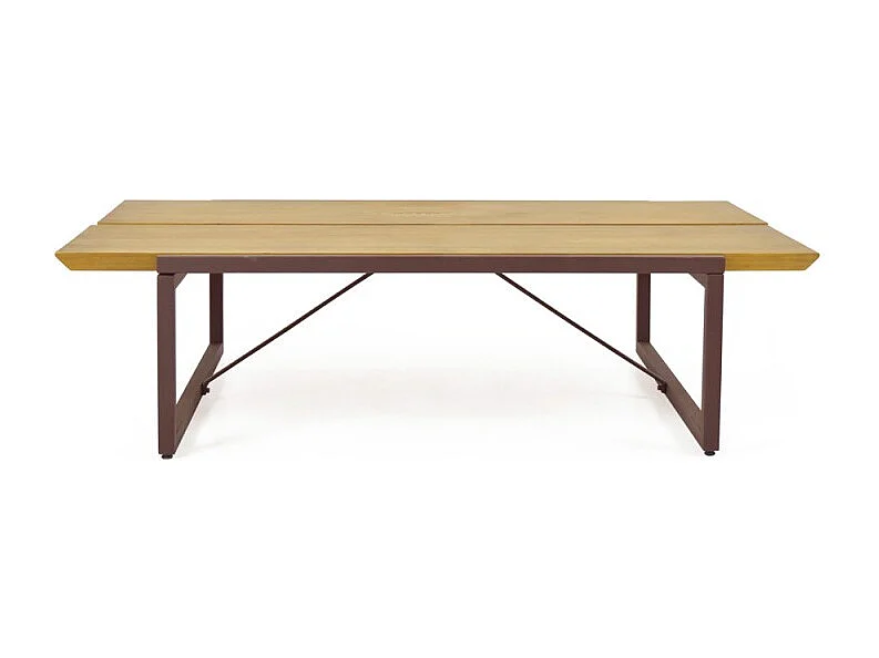 Table basse 113 cm en bois de pin et métal marron - LINEA