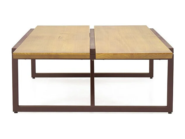 Table basse 113 cm en bois de pin et métal marron - LINEA