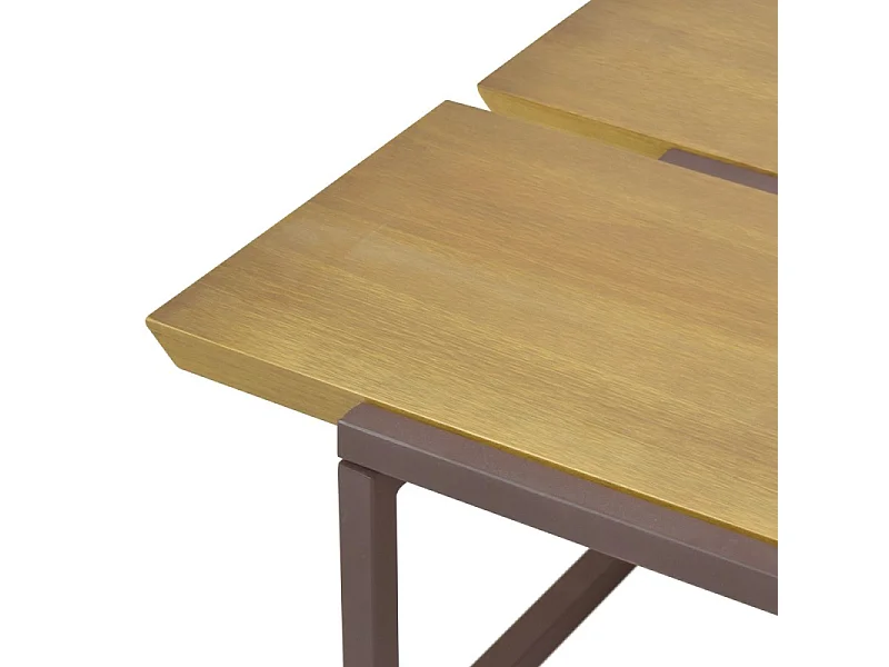 Table basse 113 cm en bois de pin et métal marron - LINEA