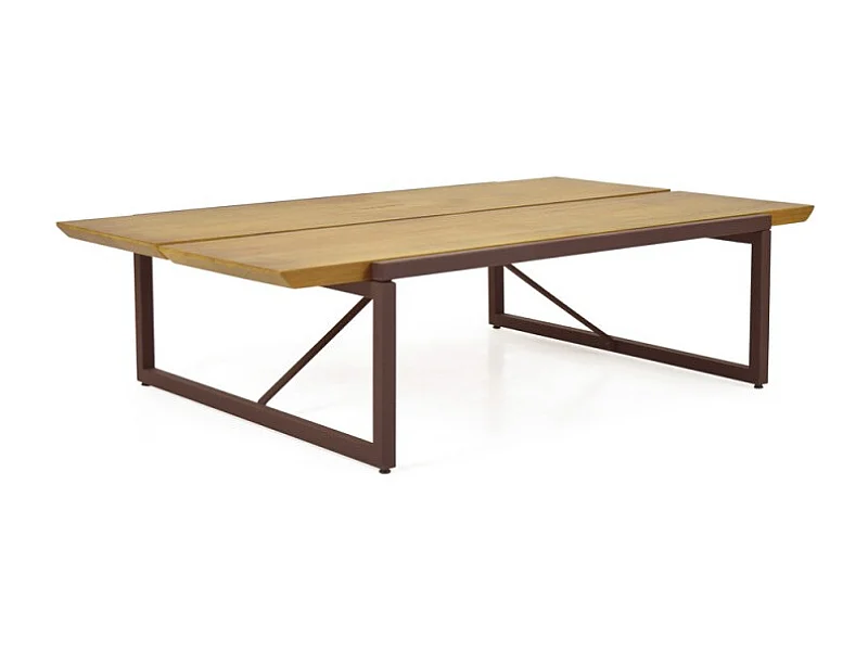 Table basse 113 cm en bois de pin et métal marron - LINEA