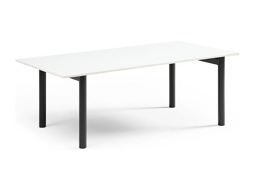 Table basse 120x60 cm céramique blanc pieds droits - OREGON 09