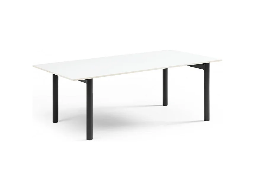 Table basse 120x60 cm céramique blanc pieds droits - OREGON 09