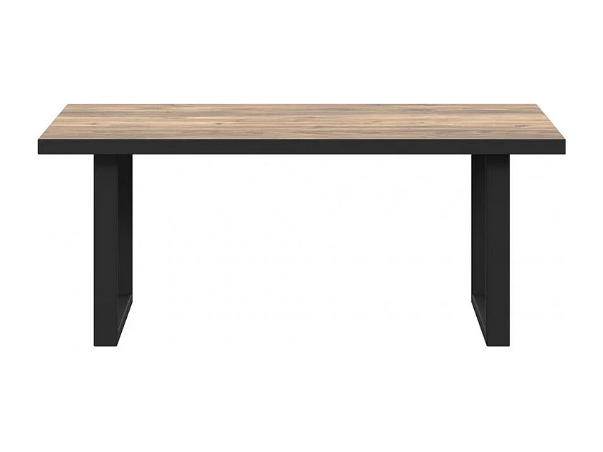 Table basse 110 cm décor bois clair et pied luge métal noir - CELIA