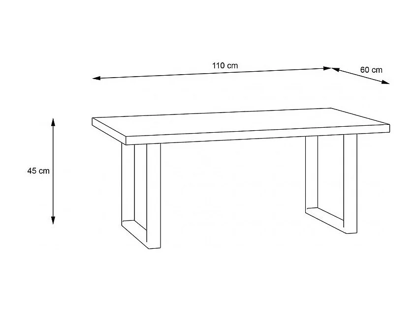 Table basse 110 cm décor bois clair et pied luge métal noir - CELIA