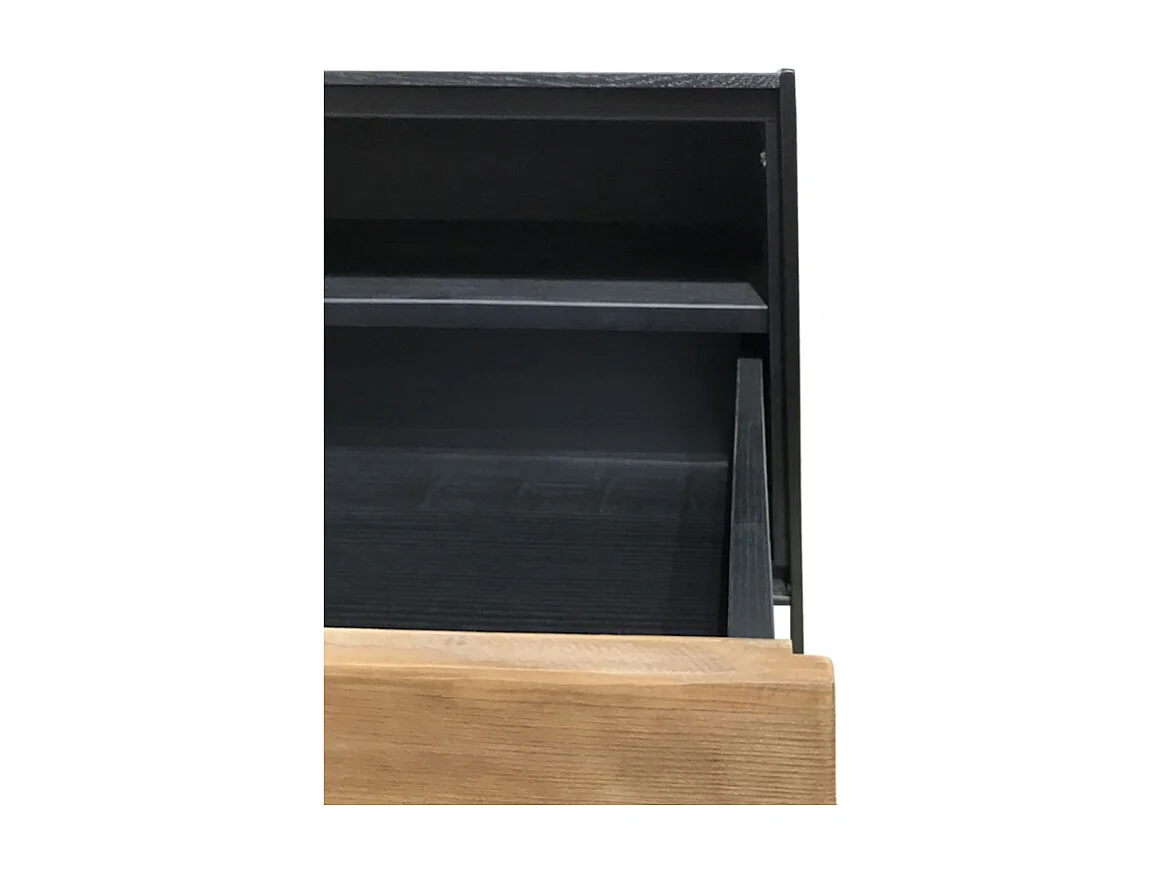 Table basse carrée 80 cm tiroir métal bois pin recyclé - CABANON