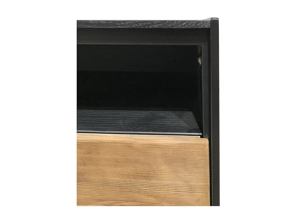 Table basse carrée 80 cm tiroir métal bois pin recyclé - CABANON