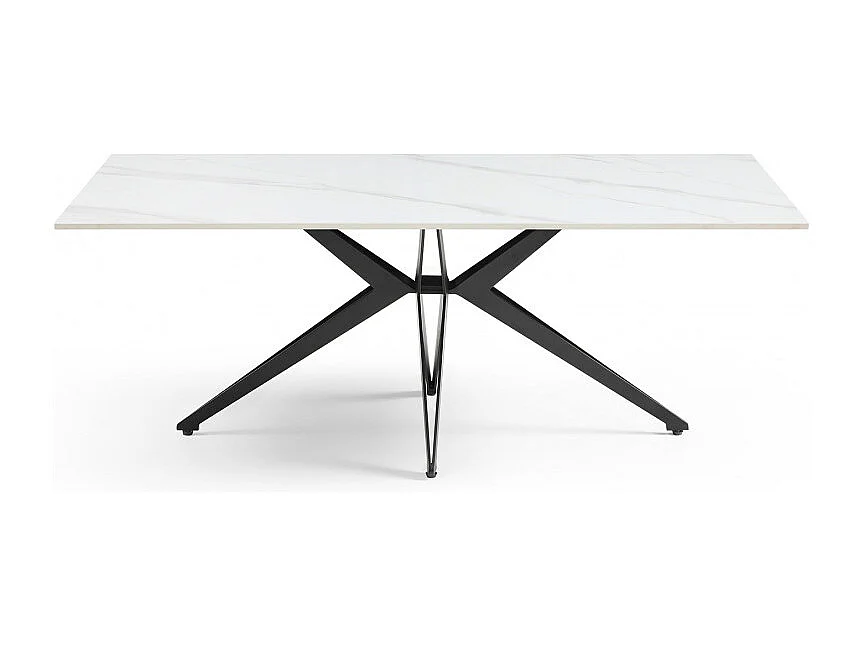 Table basse 120x60 cm céramique blanc marbré pied étoile - NEVADA 06