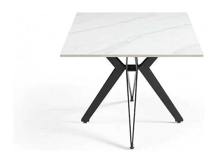 Table basse 120x60 cm céramique blanc marbré pied étoile - NEVADA 06