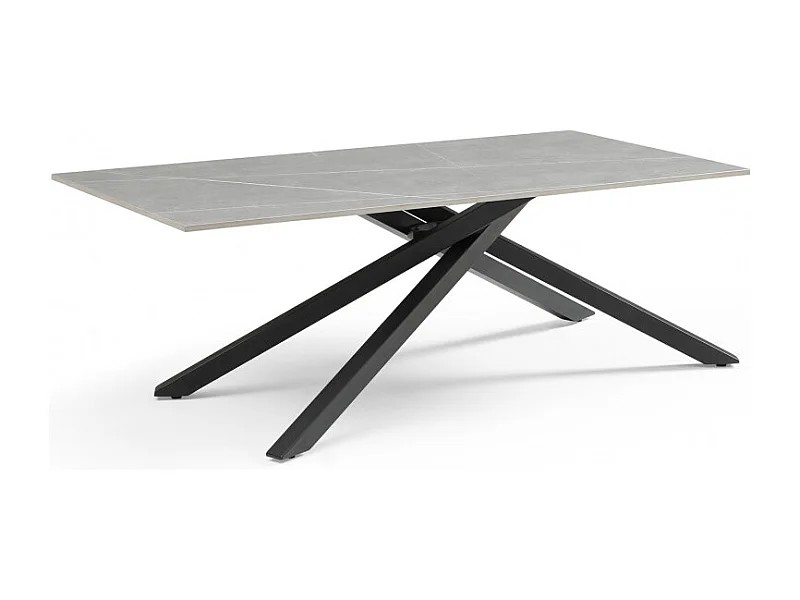 Table basse 120x60 cm céramique gris marbré pied torsadé - ARIZONA 05