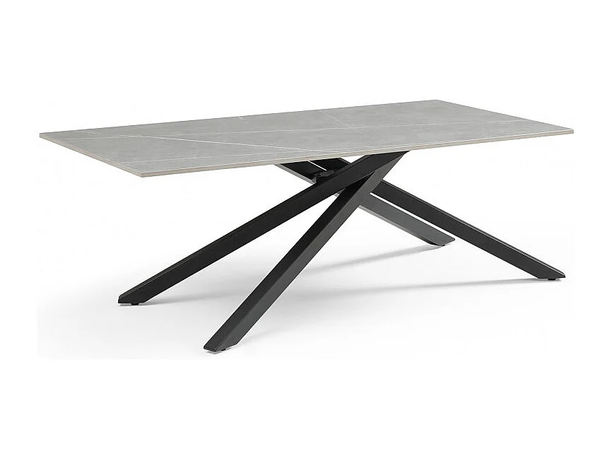 Table basse 120x60 cm céramique gris marbré pied torsadé - ARIZONA 05