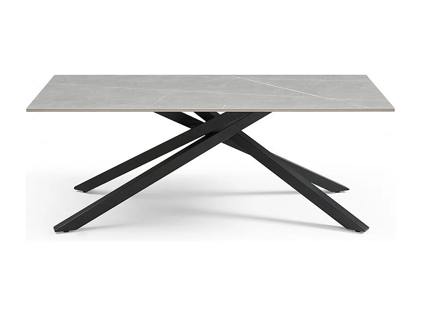 Table basse 120x60 cm céramique gris marbré pied torsadé - ARIZONA 05