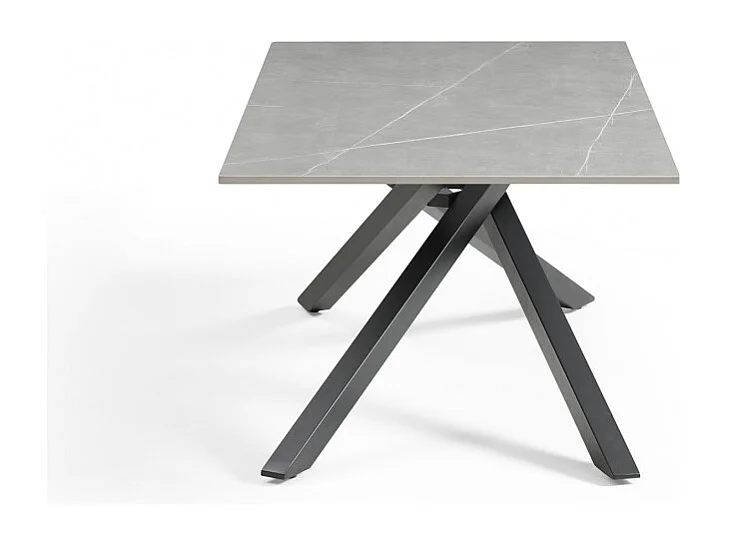 Table basse 120x60 cm céramique gris marbré pied torsadé - ARIZONA 05