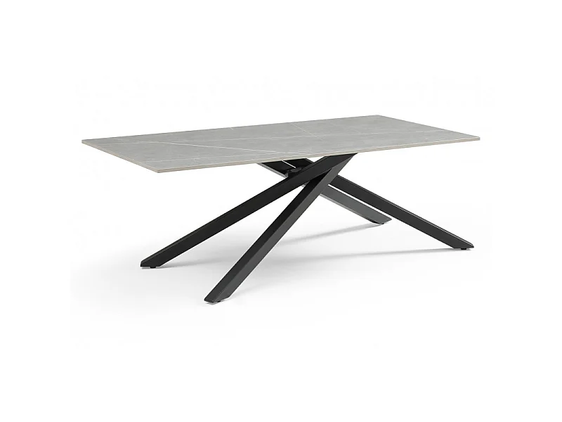 Table basse 120x60 cm céramique gris marbré pied torsadé - ARIZONA 05