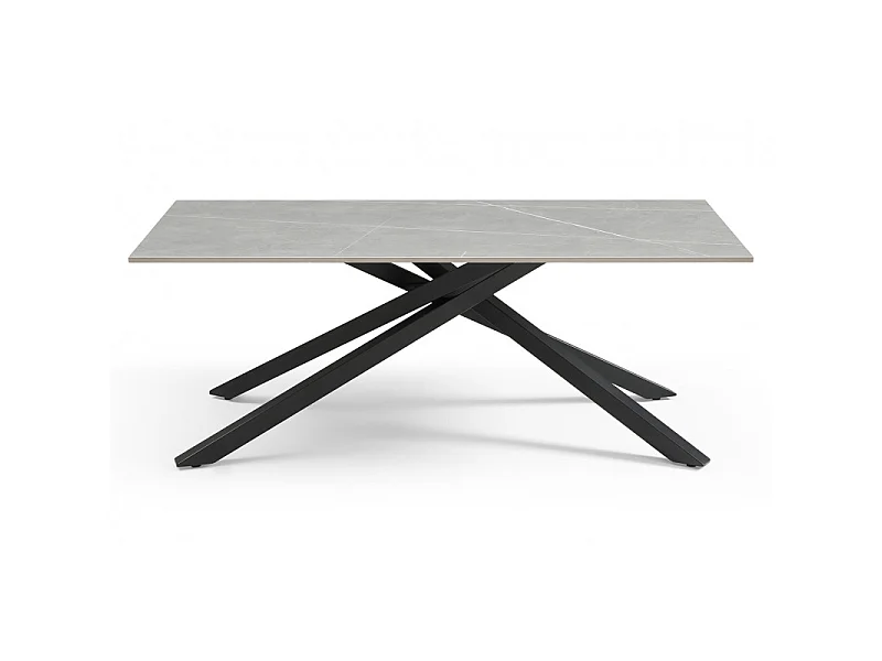 Table basse 120x60 cm céramique gris marbré pied torsadé - ARIZONA 05
