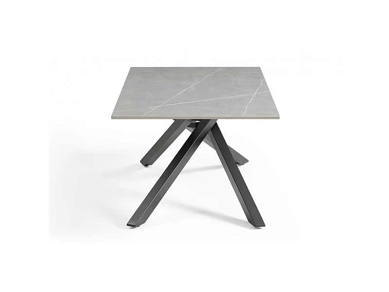 Table basse 120x60 cm céramique gris marbré pied torsadé - ARIZONA 05