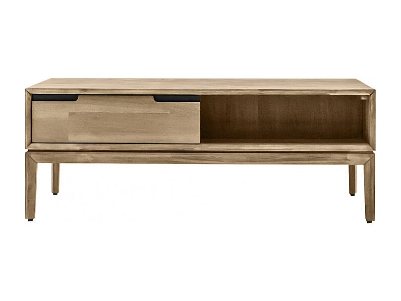 Table basse en bois design 2 tiroirs 2 niches L.120 cm - KASSIA