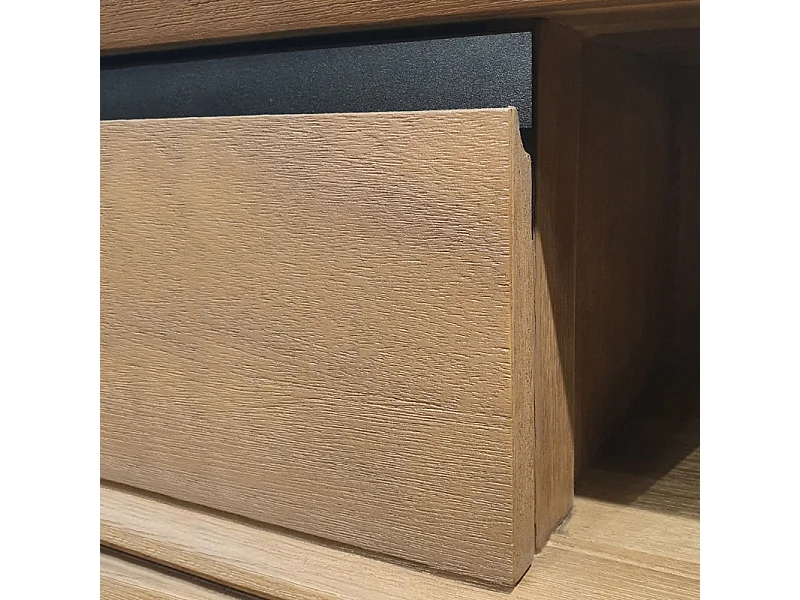 Table basse en bois design 2 tiroirs 2 niches L.120 cm - KASSIA