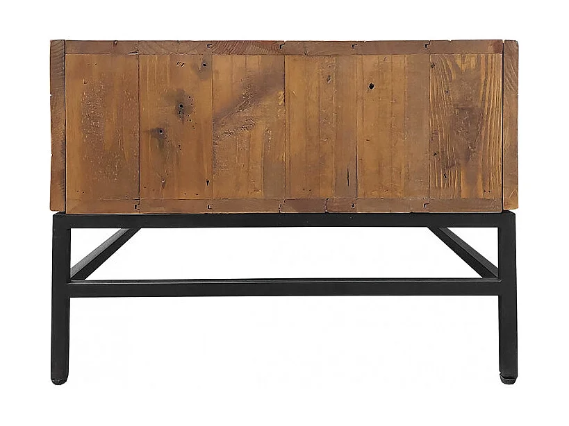 Table basse en bois rustique et métal noir 4 tiroirs - FACTORY