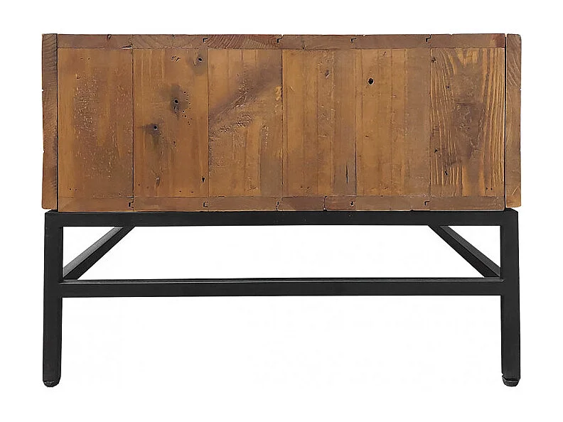 Table basse en bois rustique et métal noir 4 tiroirs - FACTORY