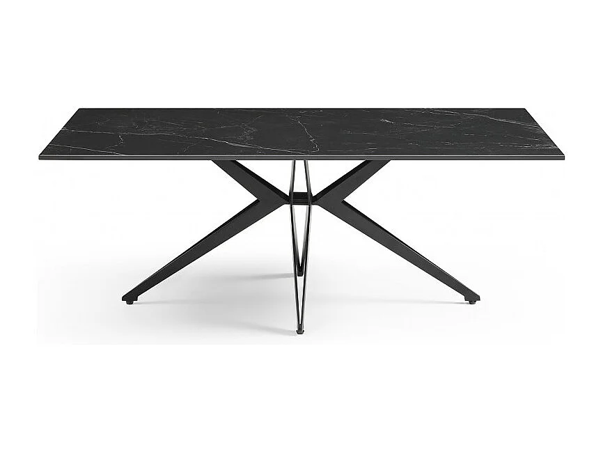 Table basse 120x60 cm céramique noir marbré pied étoile - INDIANA 06