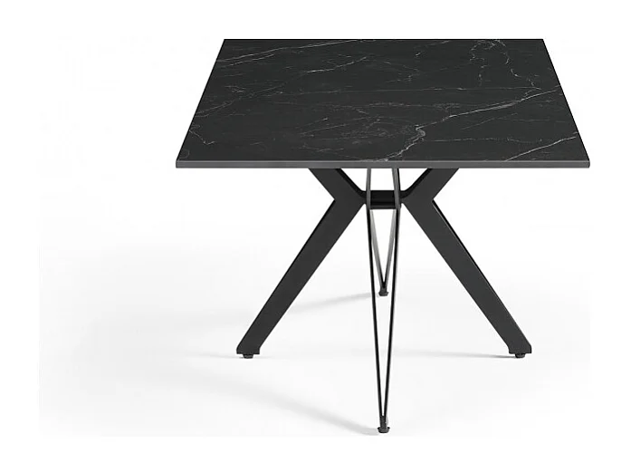Table basse 120x60 cm céramique noir marbré pied étoile - INDIANA 06