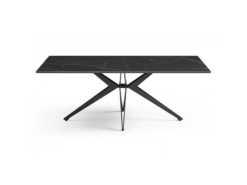 Table basse 120x60 cm céramique noir marbré pied étoile - INDIANA 06