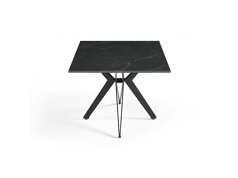 Table basse 120x60 cm céramique noir marbré pied étoile - INDIANA 06