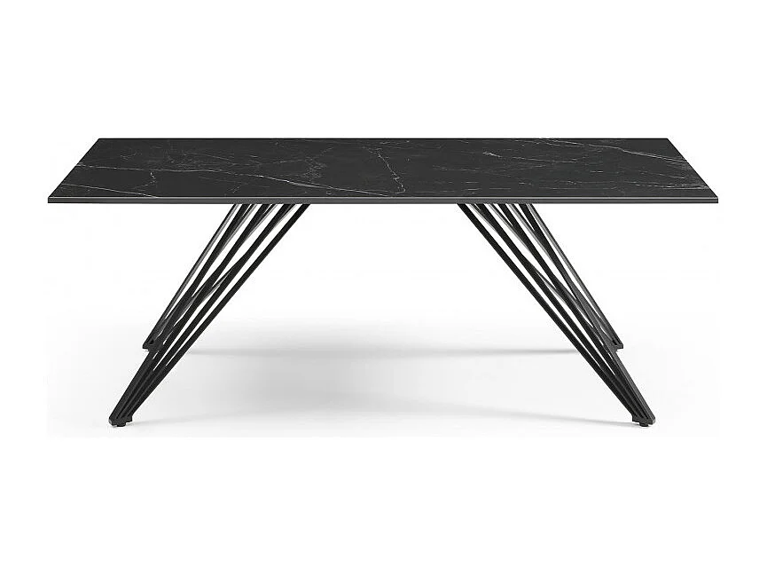 Table basse 120x60 cm céramique noir marbré pieds filaires - INDIANA 01