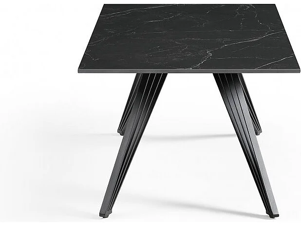 Table basse 120x60 cm céramique noir marbré pieds filaires - INDIANA 01