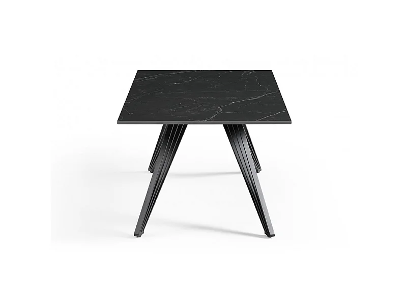 Table basse 120x60 cm céramique noir marbré pieds filaires - INDIANA 01
